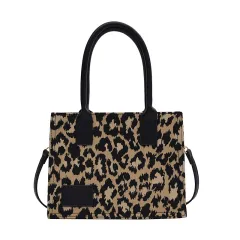 Leopard Print Trendy Small Square Bag Shoulder - Black - View 1