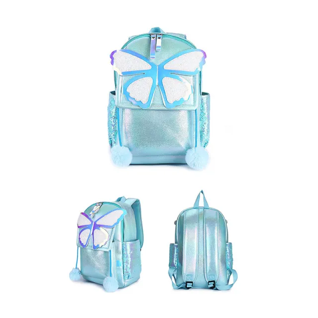 Sequined Butterfly Cute Backpack Female Korean Style Student Schoolbag Female Blue - Shop at LoveMi