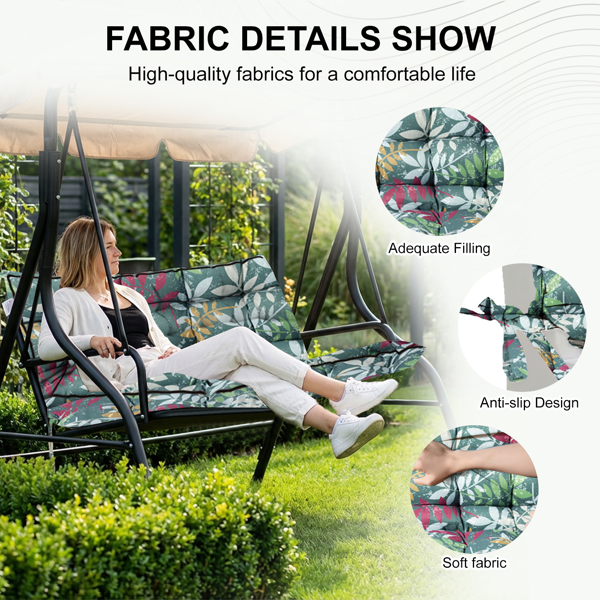 Outdoor Swing Cushions 55 Inch,Waterproof 4in  Thick Porch Swing Cushion Replacement With Backrest And Ties,Comfortable 2-3 Seat Pation Swing Pad For Backyard,Garden,Lawn,Outdoor Furniture Flower — foto 2