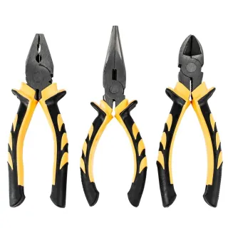 Set Of 3 Heavy-duty Combination Pliers With Soft-grip Handles, Shearing Tools, Steel Pliers