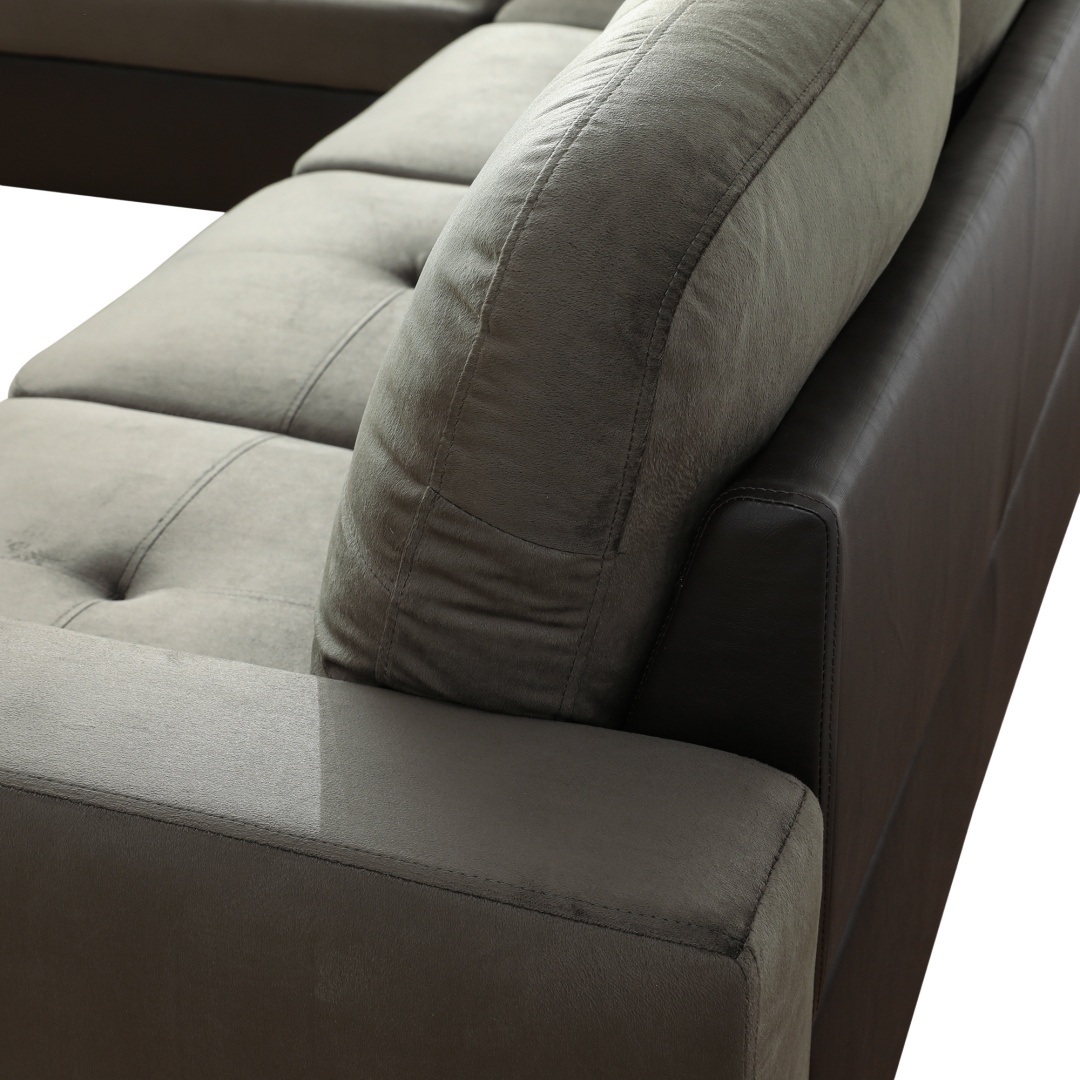 Taupe Flannel And PVC 3-Piece Couch Living Room Sofa Set