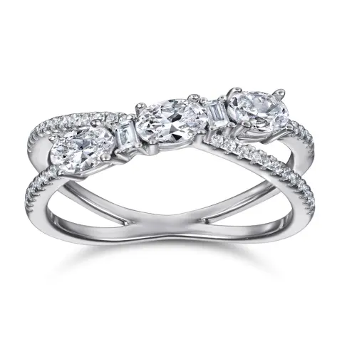 Rings 925 Silver Rotary Cross Denier Zircon Ring Women's