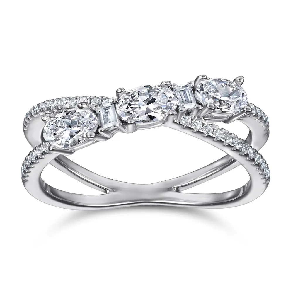 Rings 925 Silver Rotary Cross Denier Zircon Ring Women's