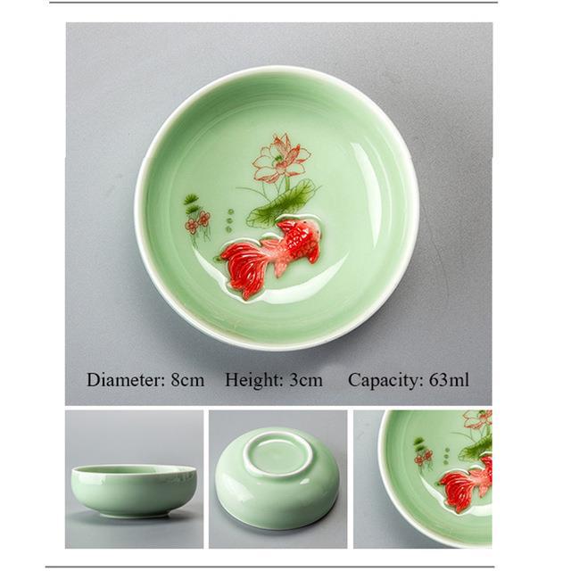 Title 9, Teacup Porcelain Celadon Fish Teacup Set Teapot