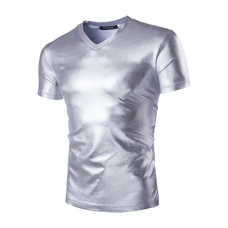 Short-sleeved T-shirt Shiny Men's T-shirt Bottoming Shirt