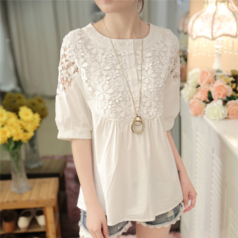 White Sweet Small Lace Women's Dress Doll Shirt
