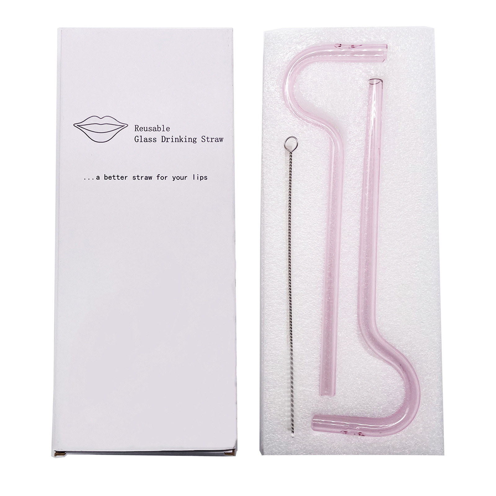 Anti-lip Wrinkle Glass Straw Attracts Lips Horizontally Two Pieces