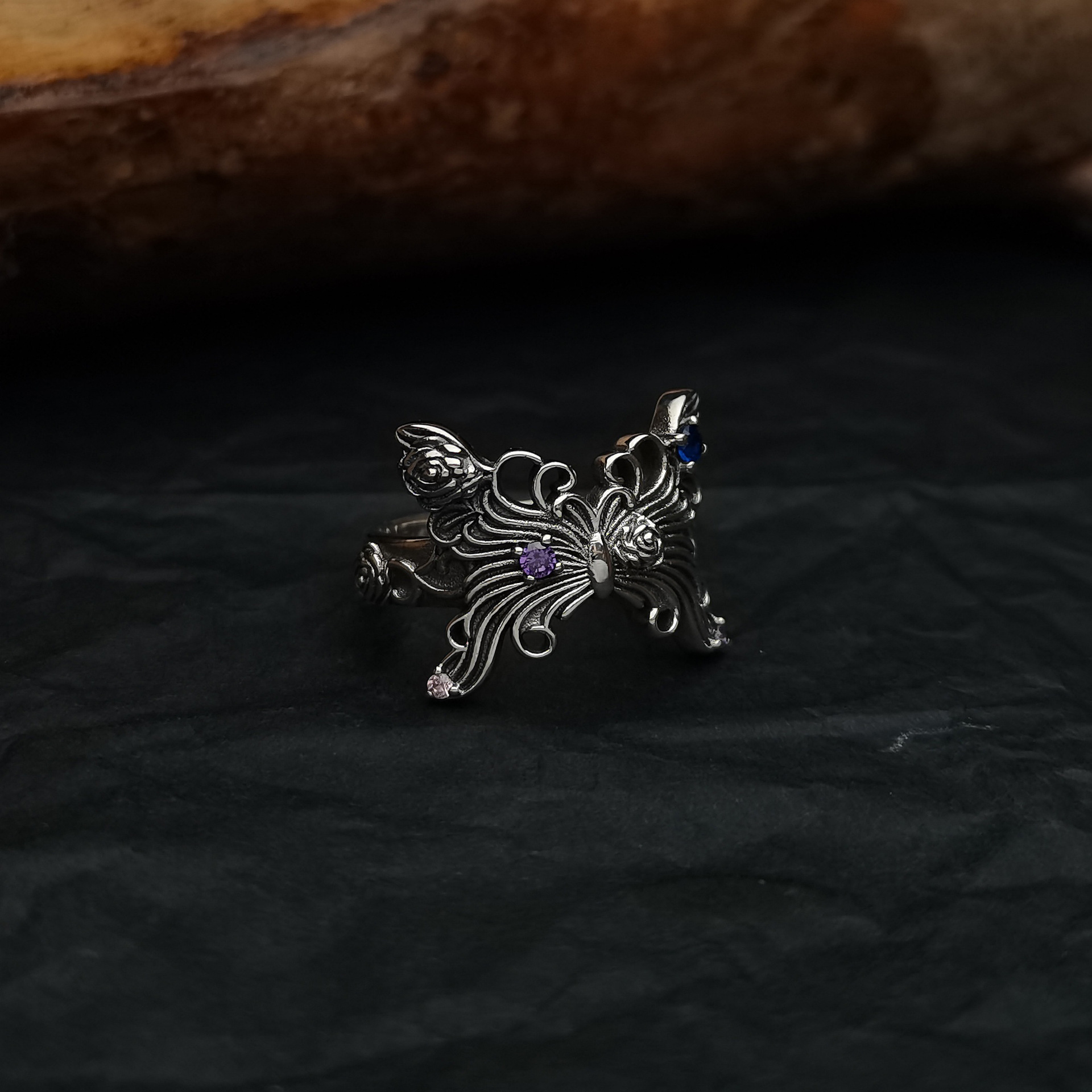 Title 5, Butterfly Gothic Ring Vintage Fashion Old Style...