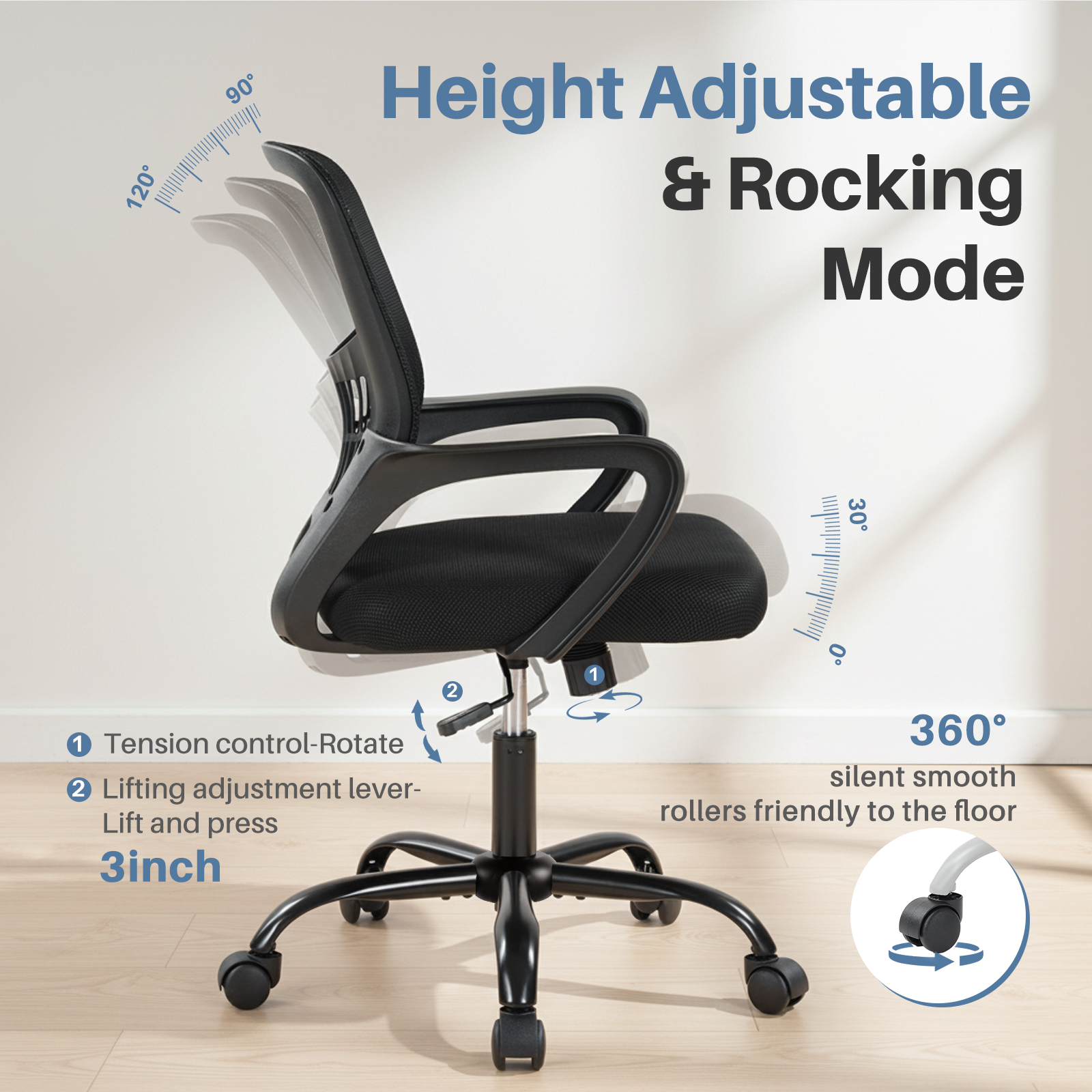 The Adjustable Rotating Back-style Computer Desk And Chair Not Only Offers Comfortable Lumbar Support But Also Comes With Comfortable Armrests.