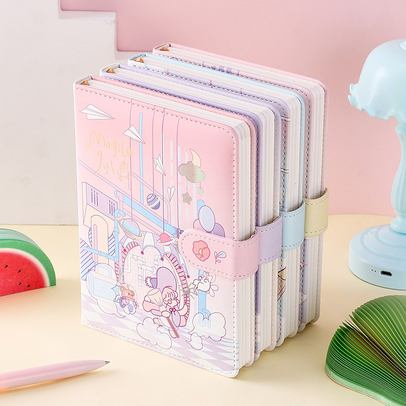 Magic Home Delivery 36KPU Magnetic Buckle Book Cute Cartoon Student Handbook Notepad