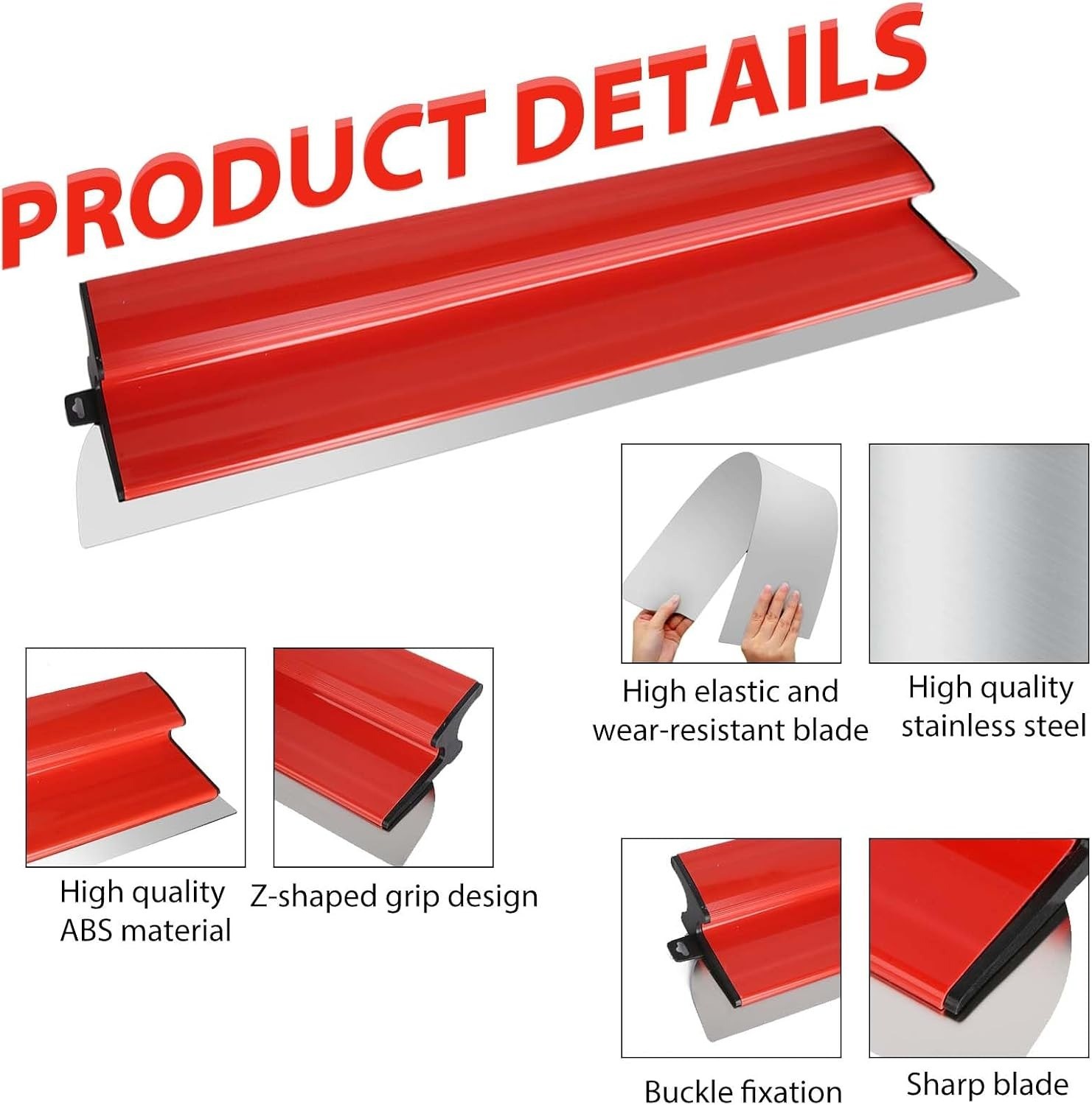 25406080cm Stainless Steel Drywall Skimming Blades Set W Telescopic Pole Kit — image 10