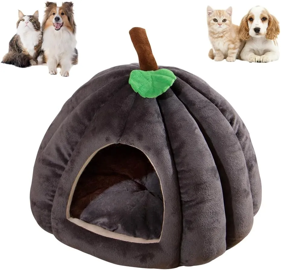 New Pumpkin Cat Bed Cat Beds For Indoor Cats Cute Pumpkin Shape Cat Cave Bed Cat Tent Halloween Cat House Bed Warm Sleeping Bed For Cats Small Dogs...