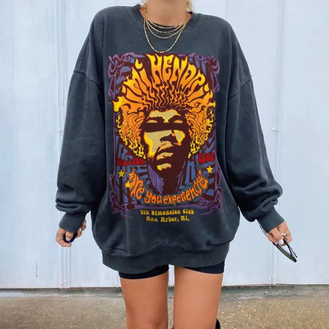 Tie Dye Printed Long Sleeve T Shirt Sweatshirt Grey - Shop at LoveMi