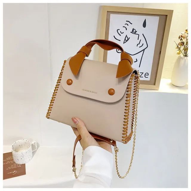 Women Hand Woven Bag Shoulder Diagonal Khaki - Shop at LoveMi