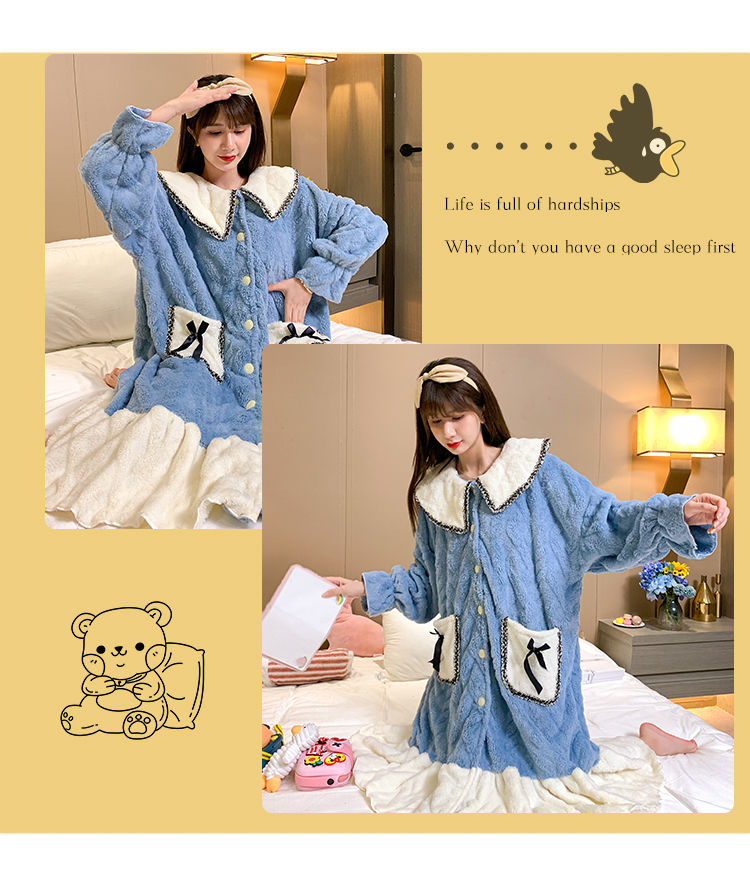 Title 6, Pajamas Women Autumn And Winter Thickened Long-...