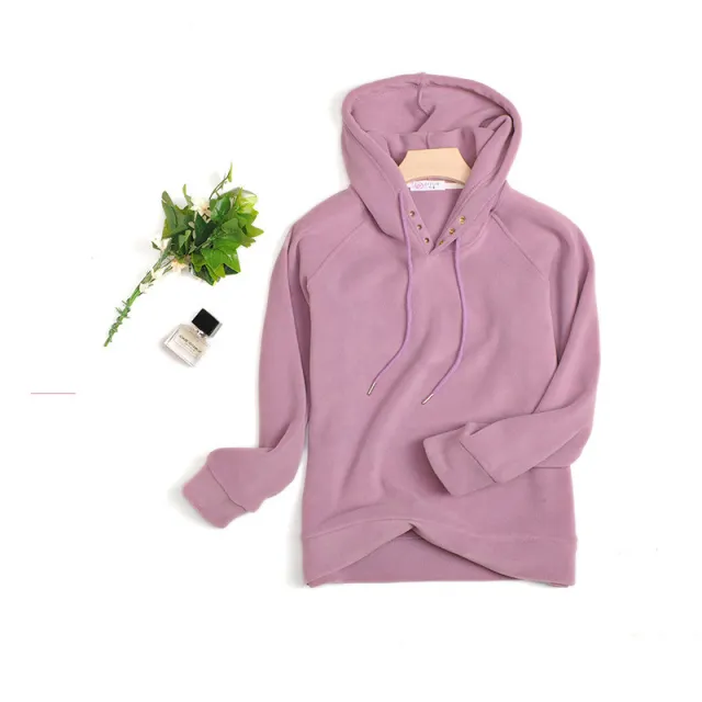 Breasted Drawstring Hoodie With Loose Fit Lilac - Shop at LoveMi
