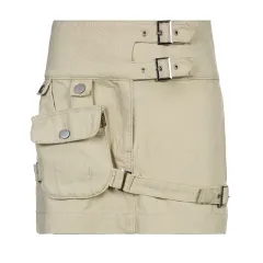 Summer Style Fashion Street High Waist Multi-pocket Washed Denim Skirt - White - View 1
