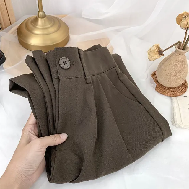 Temperament Drape Casual Black Long Pants Coffee Color - Shop at LoveMi