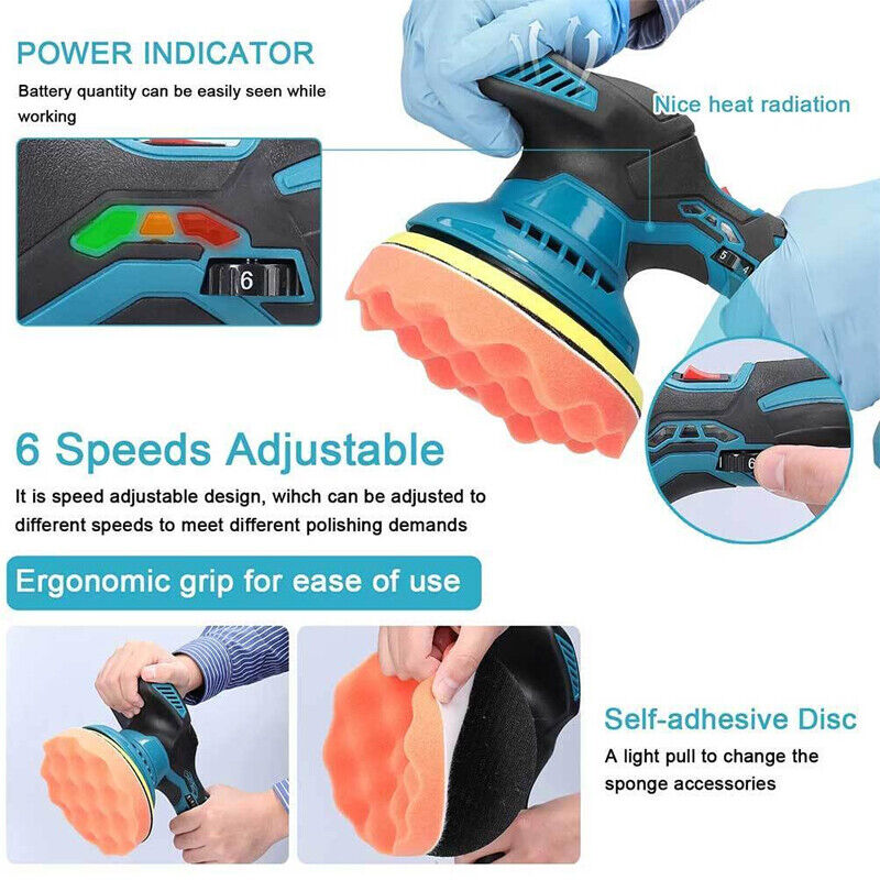 For 18V 6 Cordless Rotary Car Polisher Buffer Sander Polishing Q — image 12