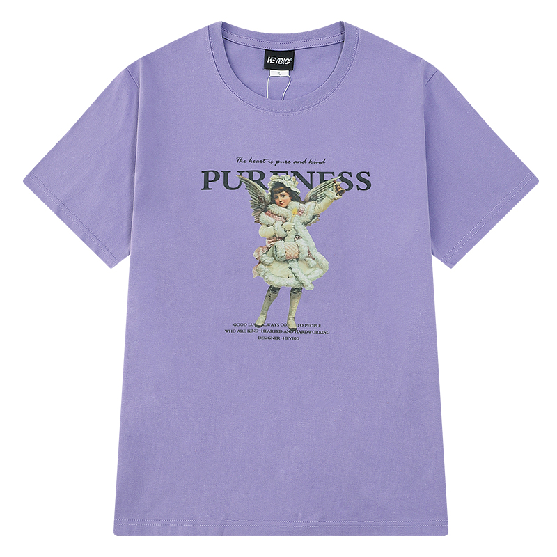 Retro Angel National Tide Printed Half Sleeve Loose Original