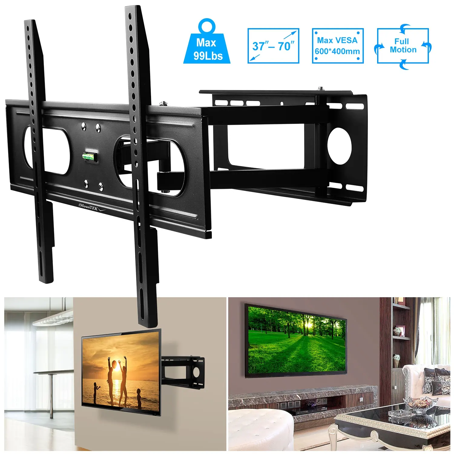 Full Motion TV Wall Mount Swivel Tilt