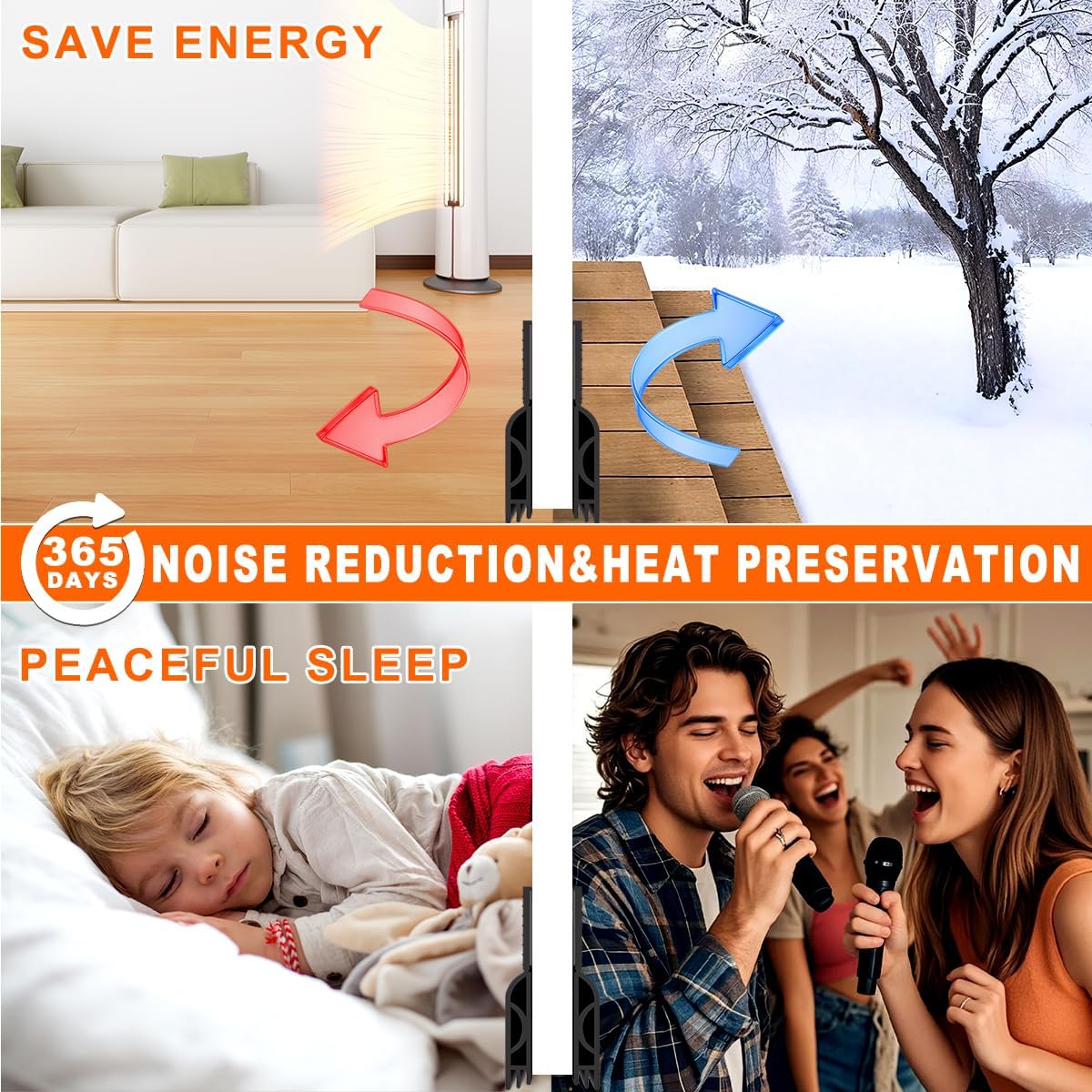 39-Inch Adjustable Door Draft Stopper, Weather Stripping Under Door Sweep For Cold Insulation And Noise Reduction