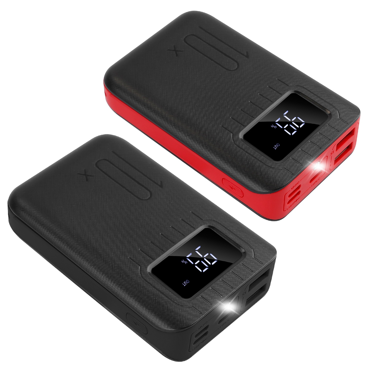 1Pc 1W MAh Portable Power Bank External Battery Pack Charger Dual USB Charge Interface With LCD Display Flashlight Type C Micro USB Lightning Input — foto 7