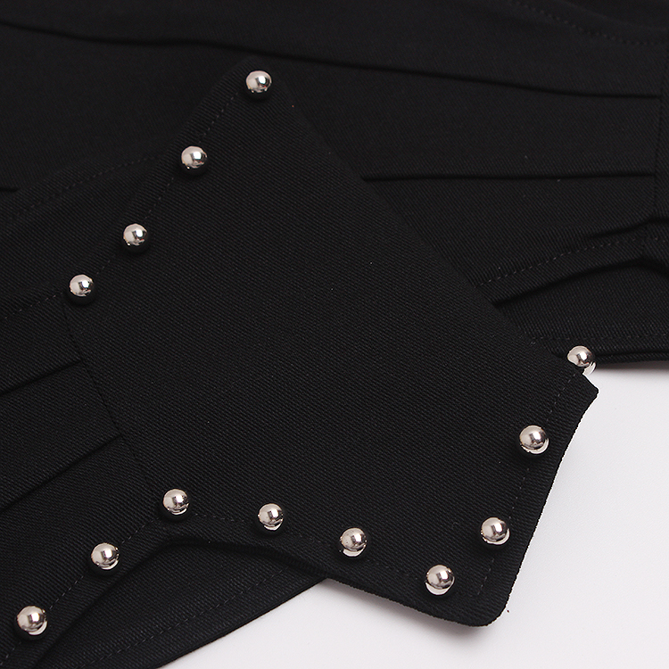 Title 8, Elastic Black Denim Rivet Irregular Waist Girdle