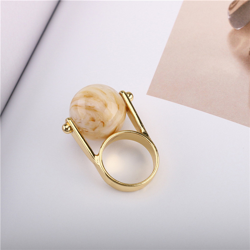 Stereo Acetate Ball Leopard Print Ring