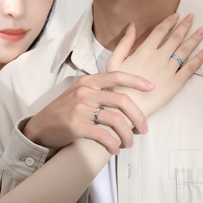 Title 6, Haven Couple Pair Ring Niche Design Wave Ring