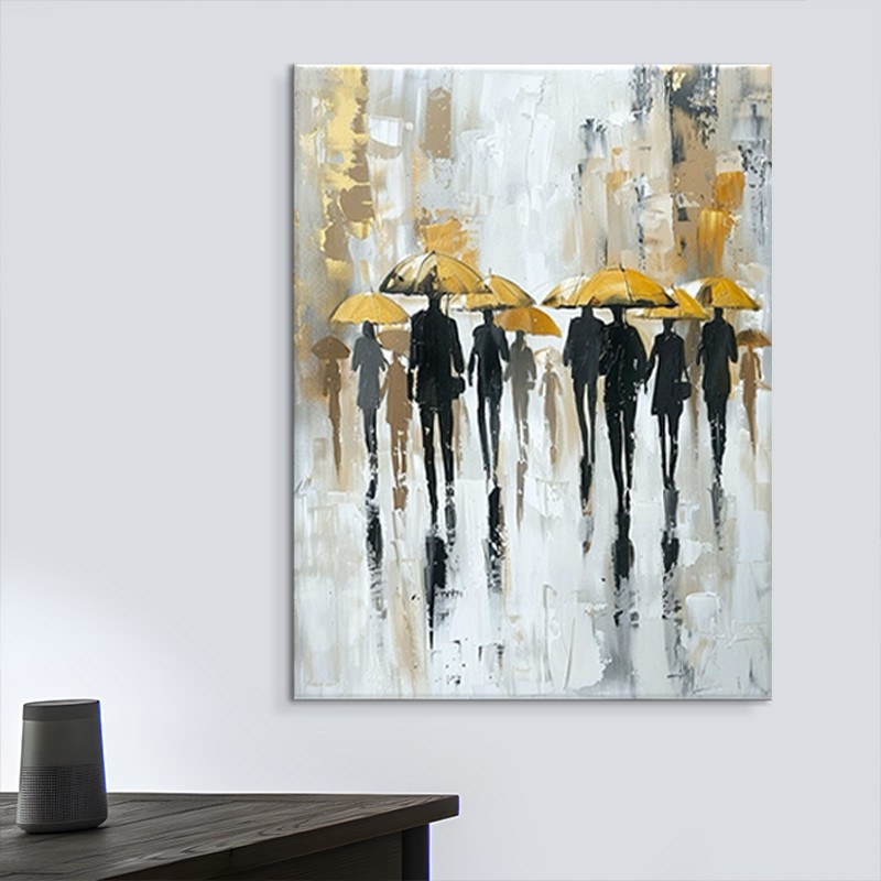 Hand-Painted Oil Paintings On Canvas Abstract Rain Street Pedestrian Painting Wall Picture For Living Room Home Decor Art No Framed 4