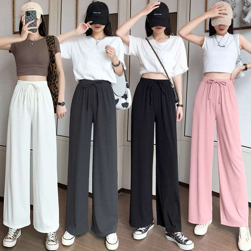 Title 5, Summer New Style Ice Silk Wide-Leg Pants Women