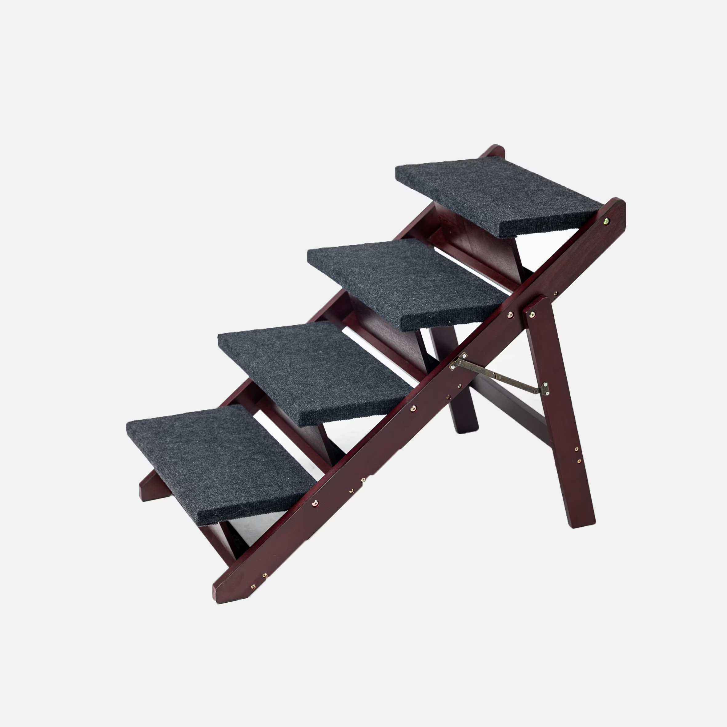 Wooden Dog Stairs Steps - Foldable 4 Levels Pet Stairs & Ramp Perfect For Beds And Cars - Portable Dog Cat Ladder Up To 110 Pounds thumbnail 6