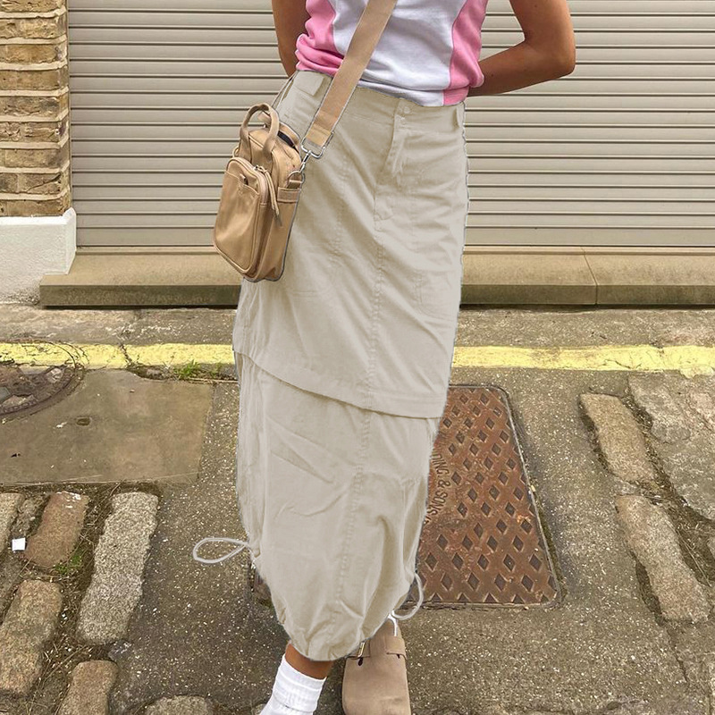 Solid Colored Woven Work Attire Skirt