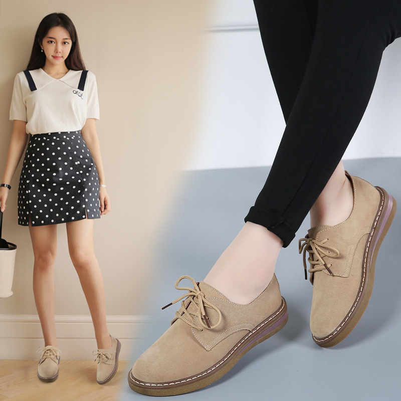 Title 2, Flat-bottomed casual shoes British small leathe...