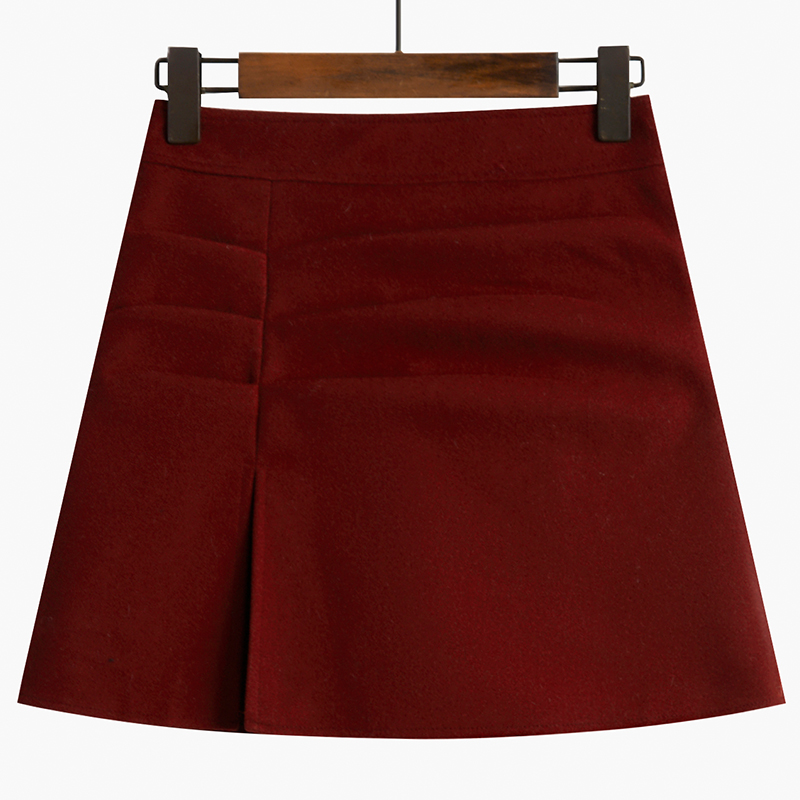Retro Women's Woolen A-line High Waist Skirt