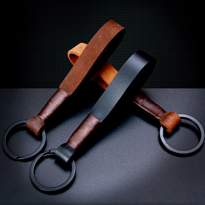 Fashion Simple Top Layer Cowhide Keychain
