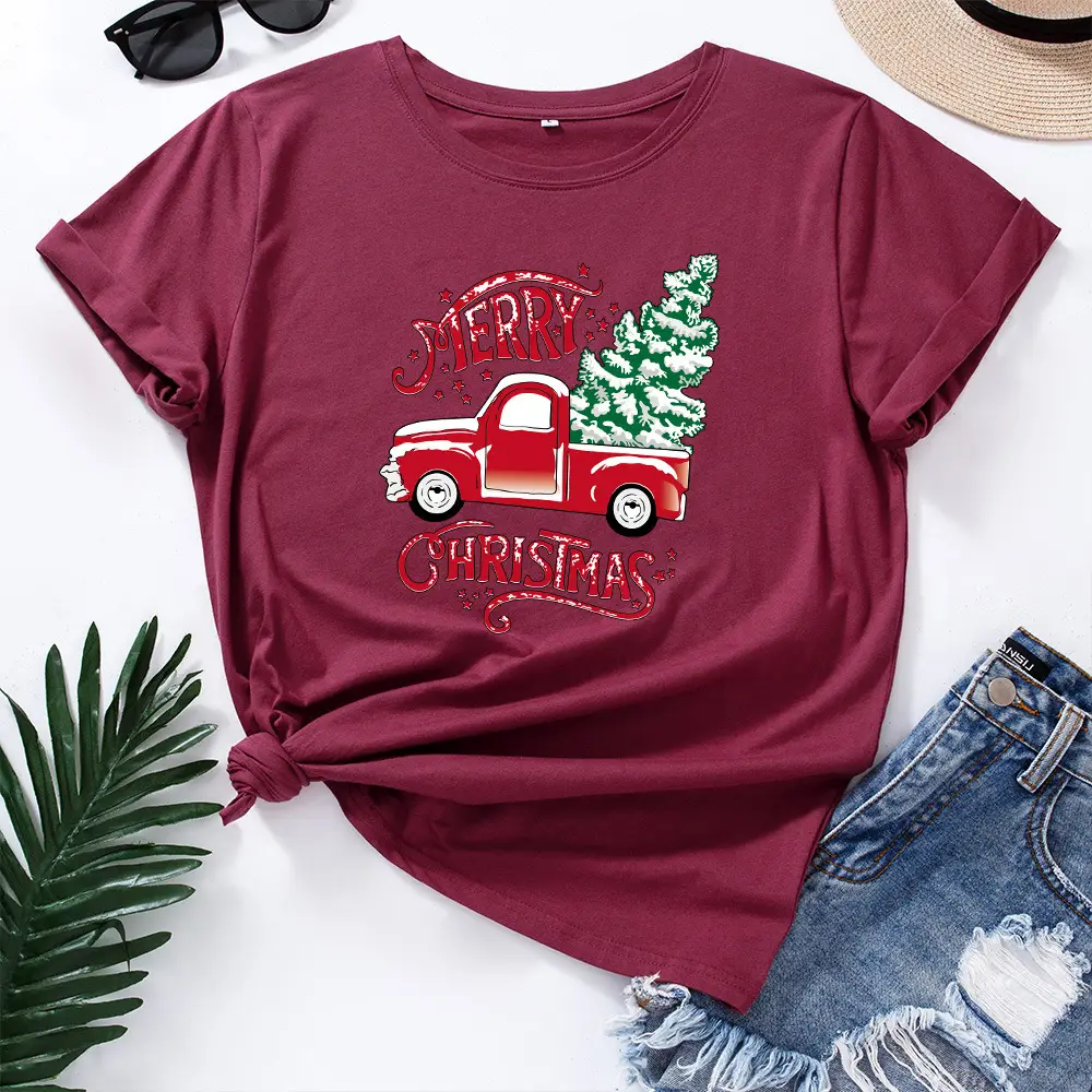 Women's Printed Loose Round Neck Short Sleeve T-shirt