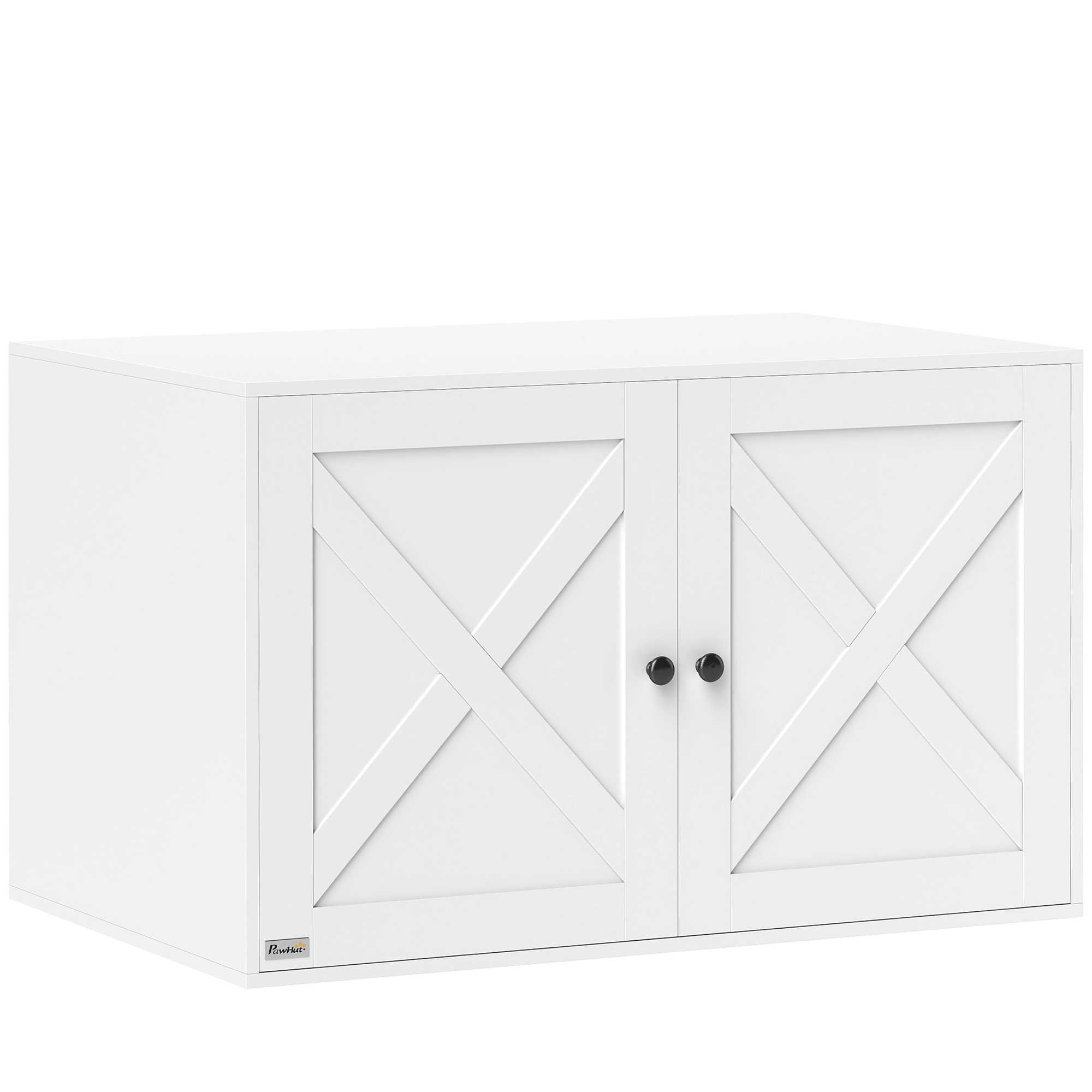 Cat Litter Box Enclosure With Barn Door, Cat Hole, 31.21 X 20, White White - Shop at LoveMi