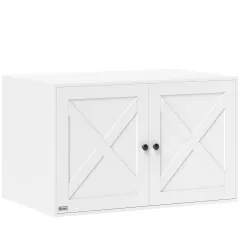 Cat Litter Box Enclosure With Barn Door, Cat Hole, 31.21 X 20, White - White - View 1