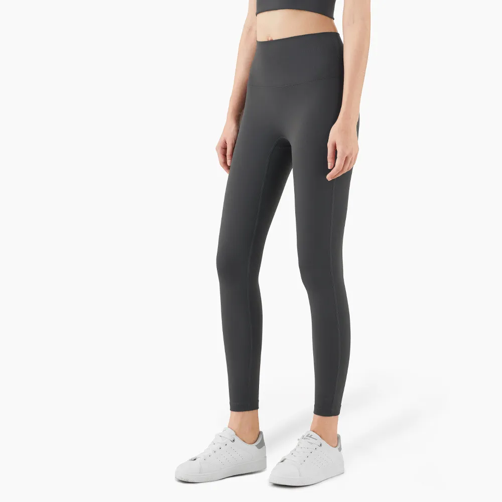Women's High Waist Nude Sports Fitness Pants Without Embarrassing Lines - Grey