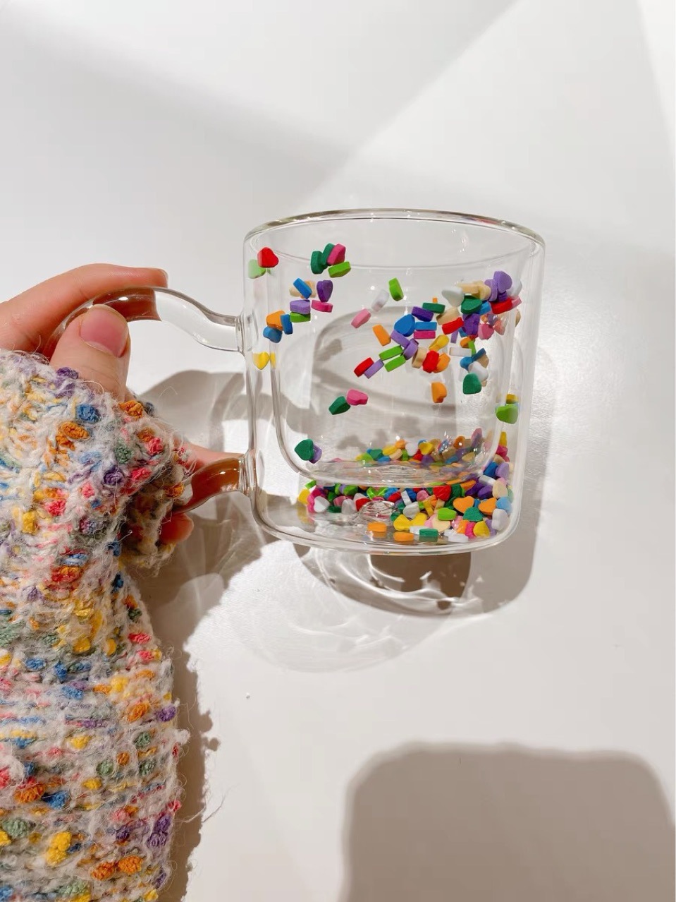 Double Layer Glass Cup With Handle