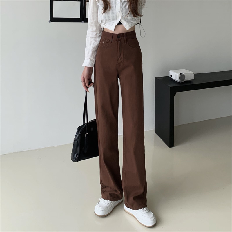 Brown Jeans For Women's New Straight And Loose Fit
