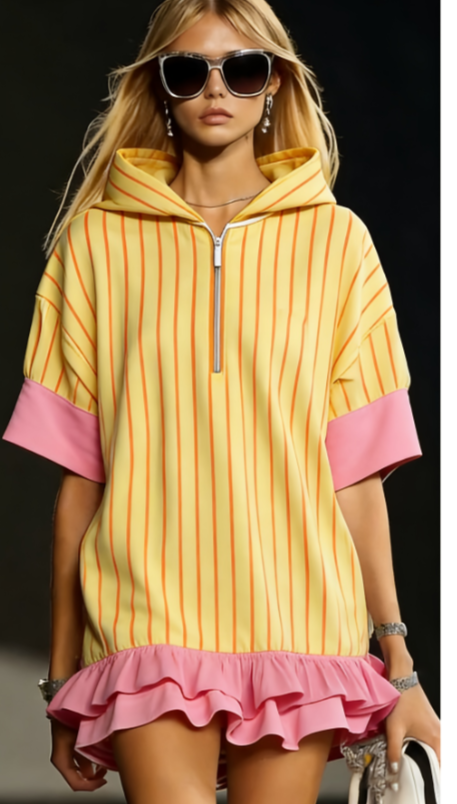 Hooded Short-sleeved Sports Dress