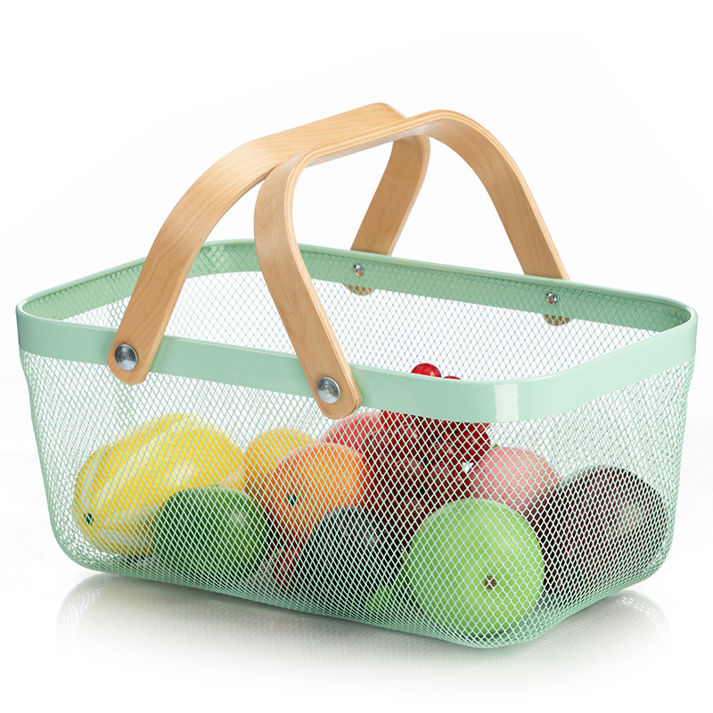 Title 7, Wooden Handle Mesh Basket Fruit Basket