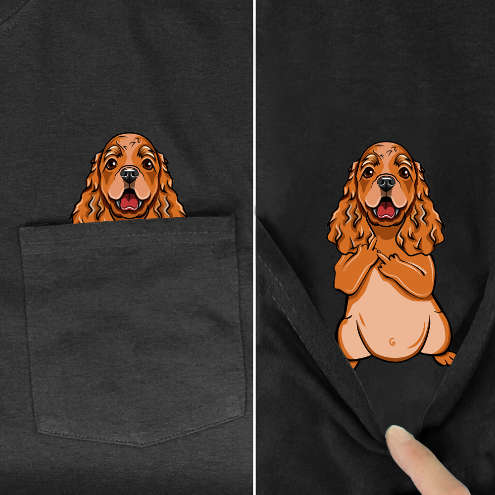 Men's Dog Printed Cotton Black Short Sleeve
