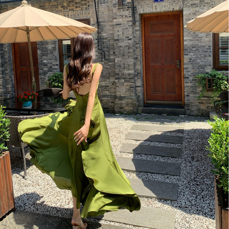 Women's Green Dress Feeling Silk Satin Mermaid Tail