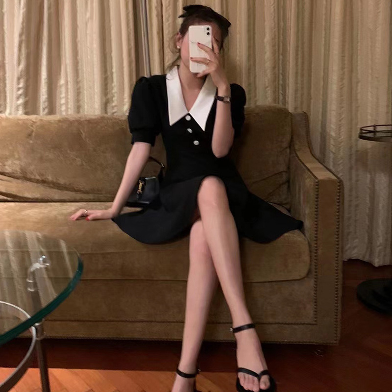 Contrast Lapel A-Line Dress, picture 4 of 5