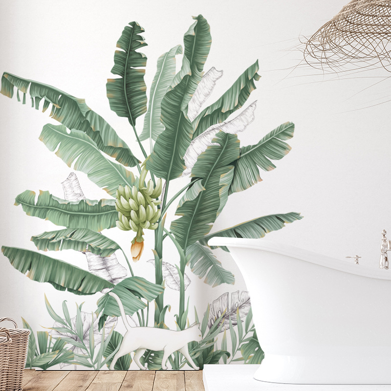Banana Tree Bedroom Sofa Background Wall Decoration Pastoral Plant Wallpaper Skirting Wall Sticker — foto 8
