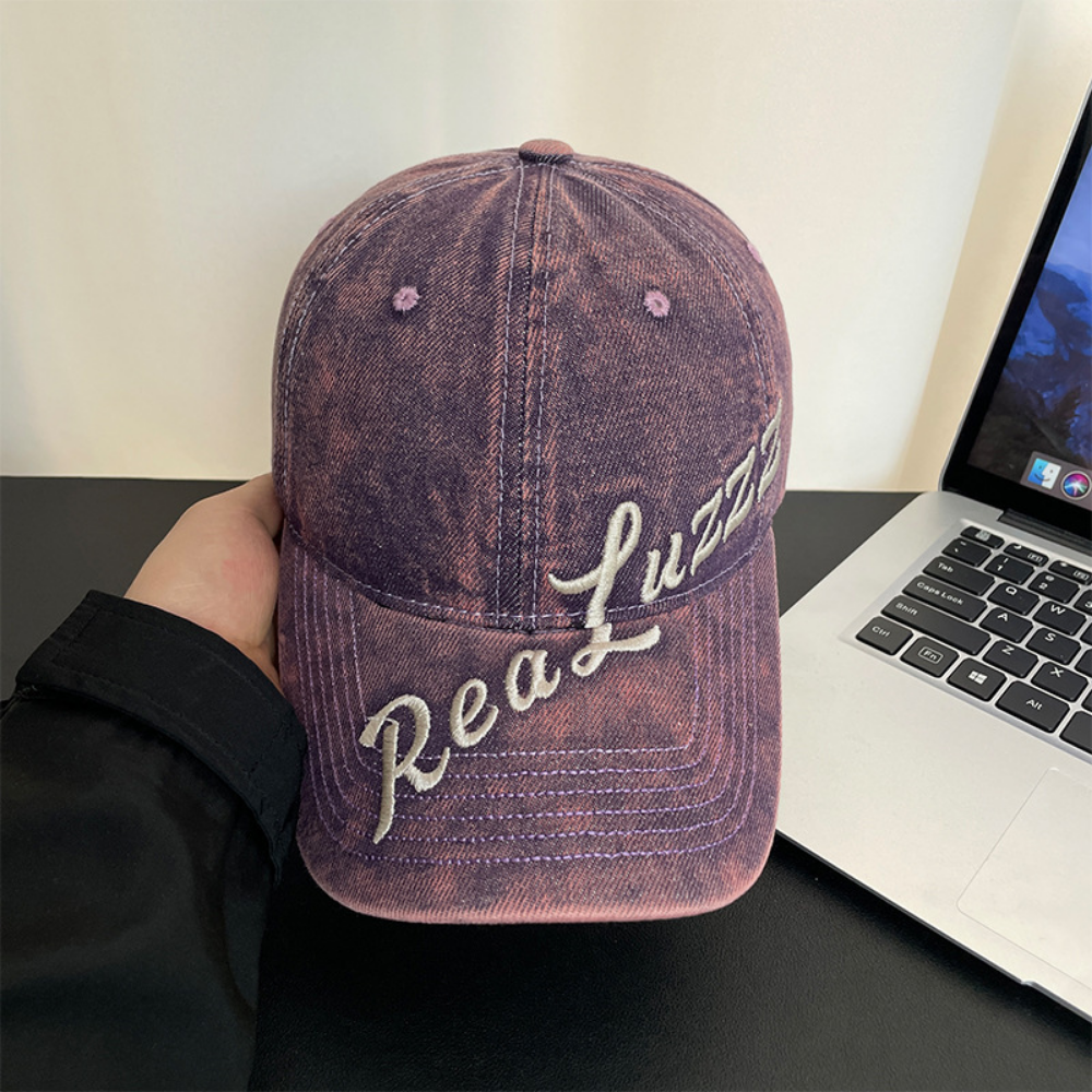 Monochrome Individuality Frayed Letter Embroidery Washed-out Vintage Trend Fashion Holey Brim Baseball Cap Street Travel 9